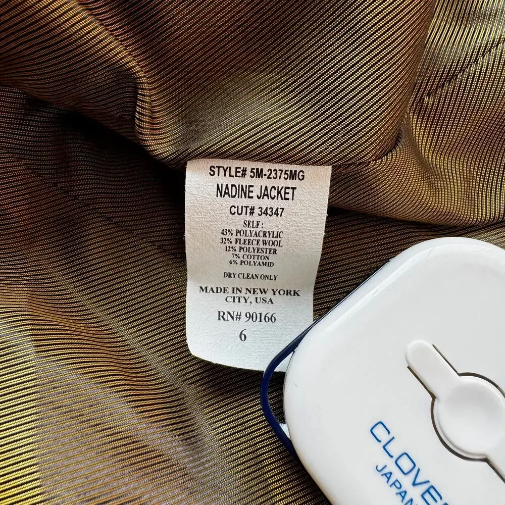 Vtg Tweed Cropped Blazer Green 80s Tailored Jacket Dark Academia Ivy League 6 - Picture 6 of 16